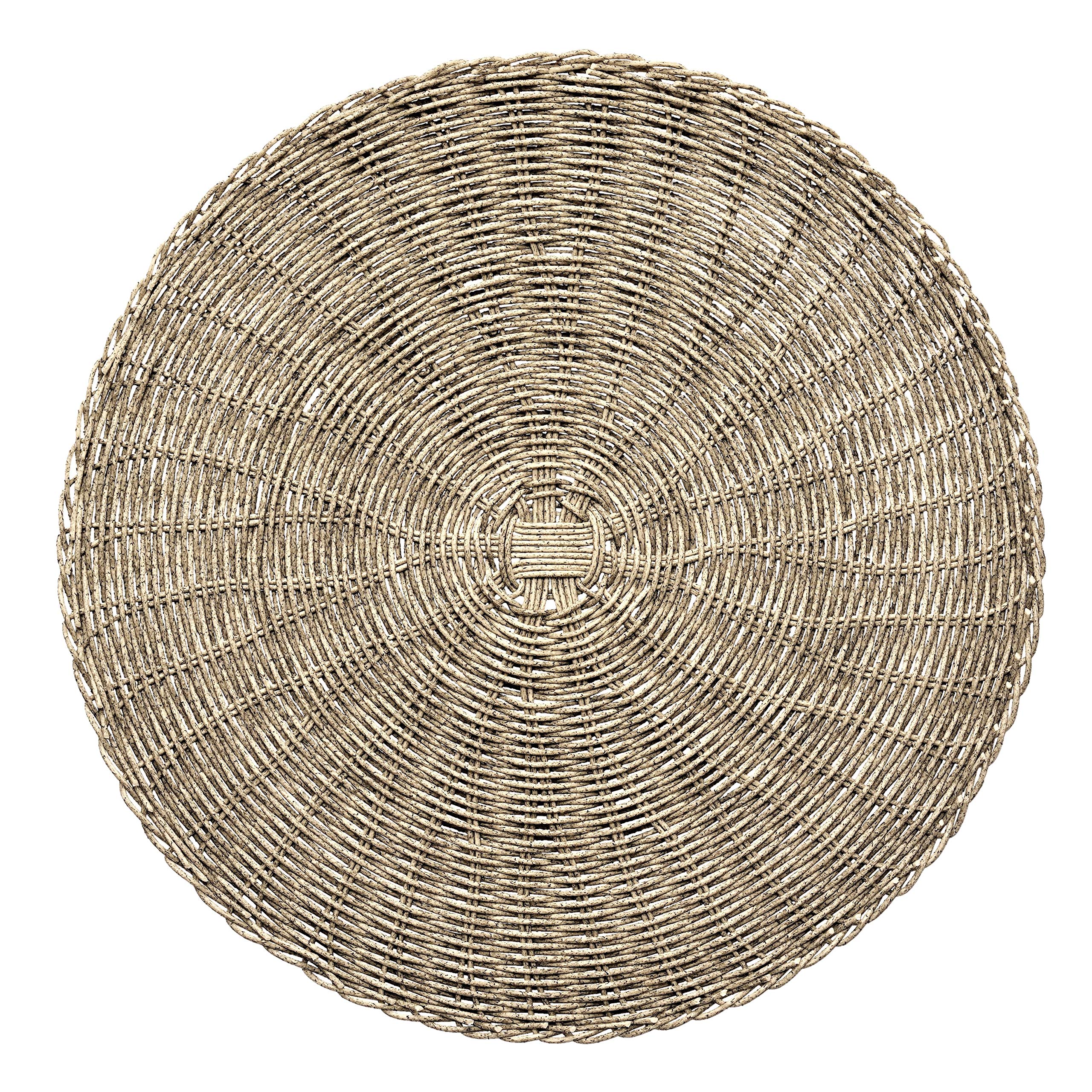 20-Piece Washable PVC Heat-Resistant Woven Vinyl Table Mats Set - Round Bali Design in Taupe Grey | Easy to Clean & Durable | Perfect for Dining Tables, Parties, and Home Decor