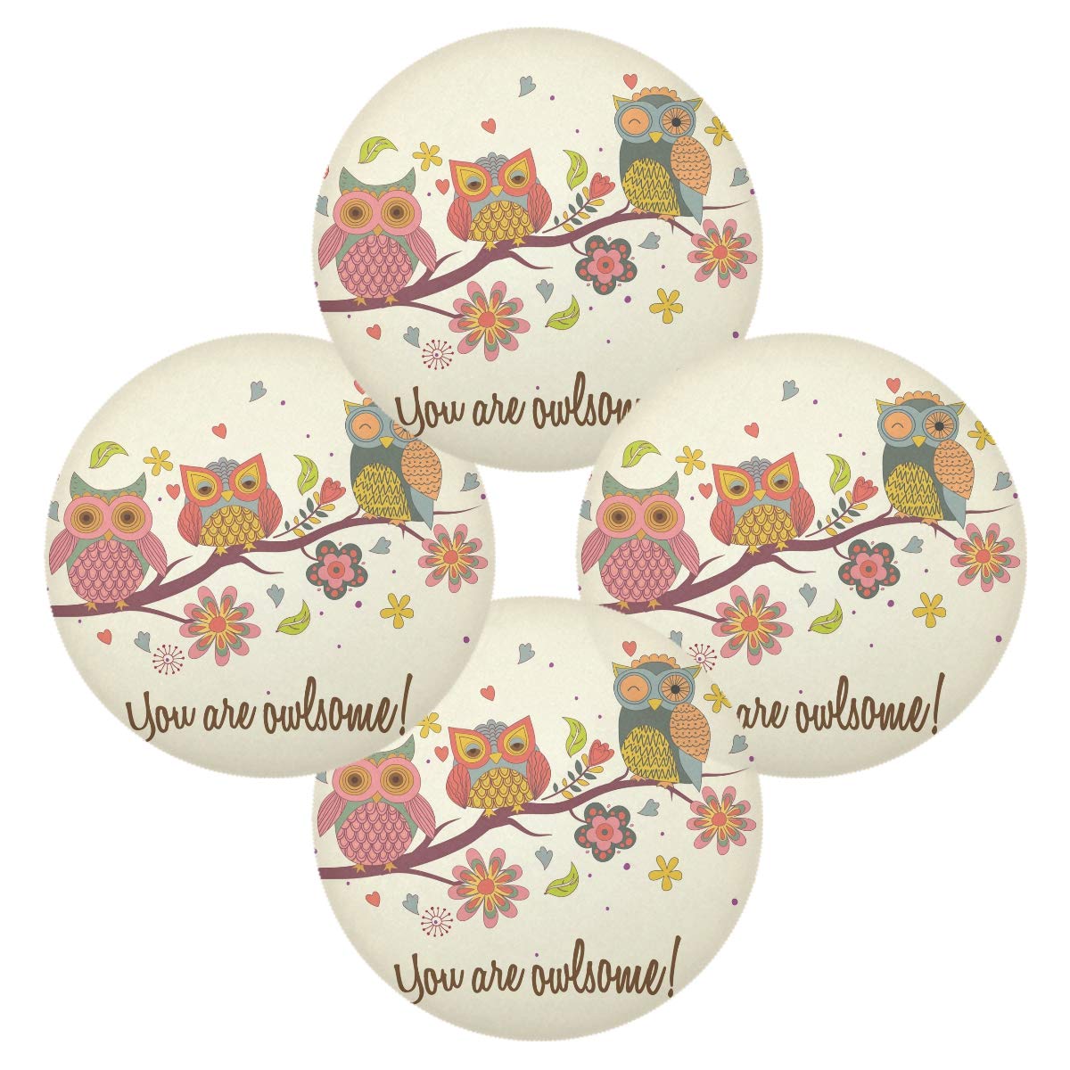 Stylish MCHIVER Owl & Tree Design Placemats Set - 15.4 Inch Waterproof Dining Table Mats for Holiday Decor, Kitchen & Home Use - Perfect for Christmas, Thanksgiving & Everyday Meals