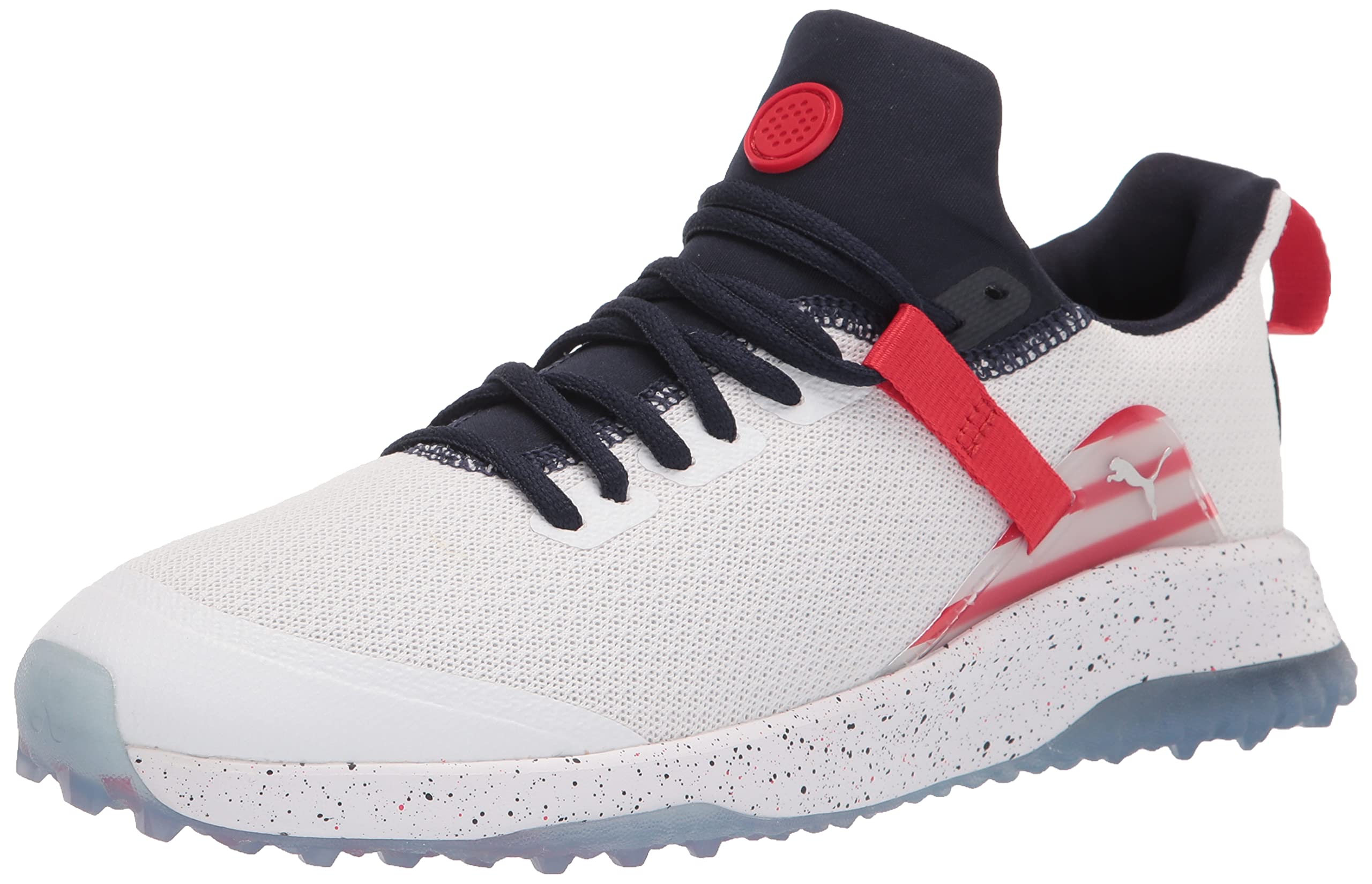 PUMA Men's Fusion Evo Stars & Stripes Golf Shoes - Lightweight & Breathable Spiked Golf Footwear for Men - Perfect for Golf Tournaments, Driving Range & Casual Wear