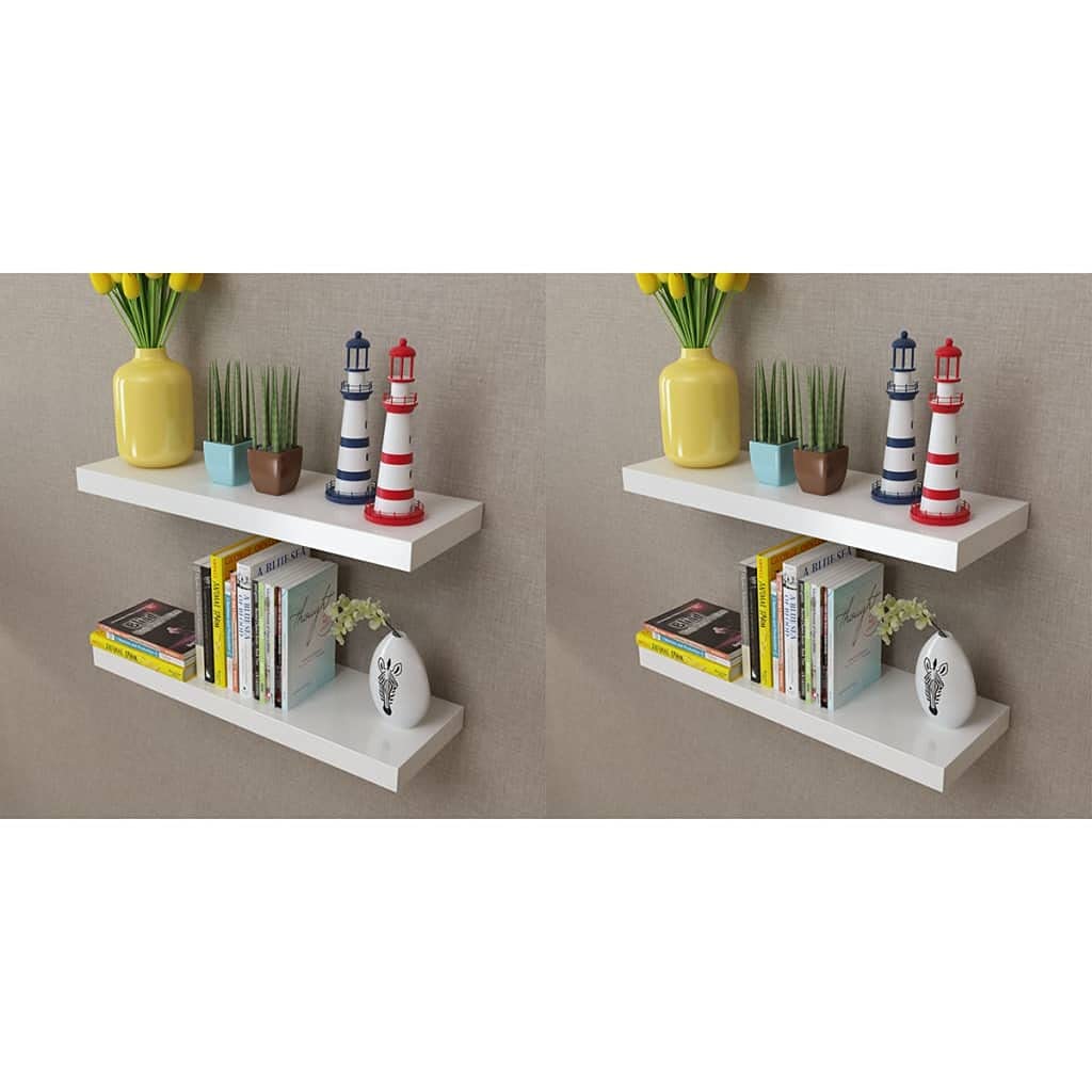 4-Pack White Floating Wall Shelves 23.6