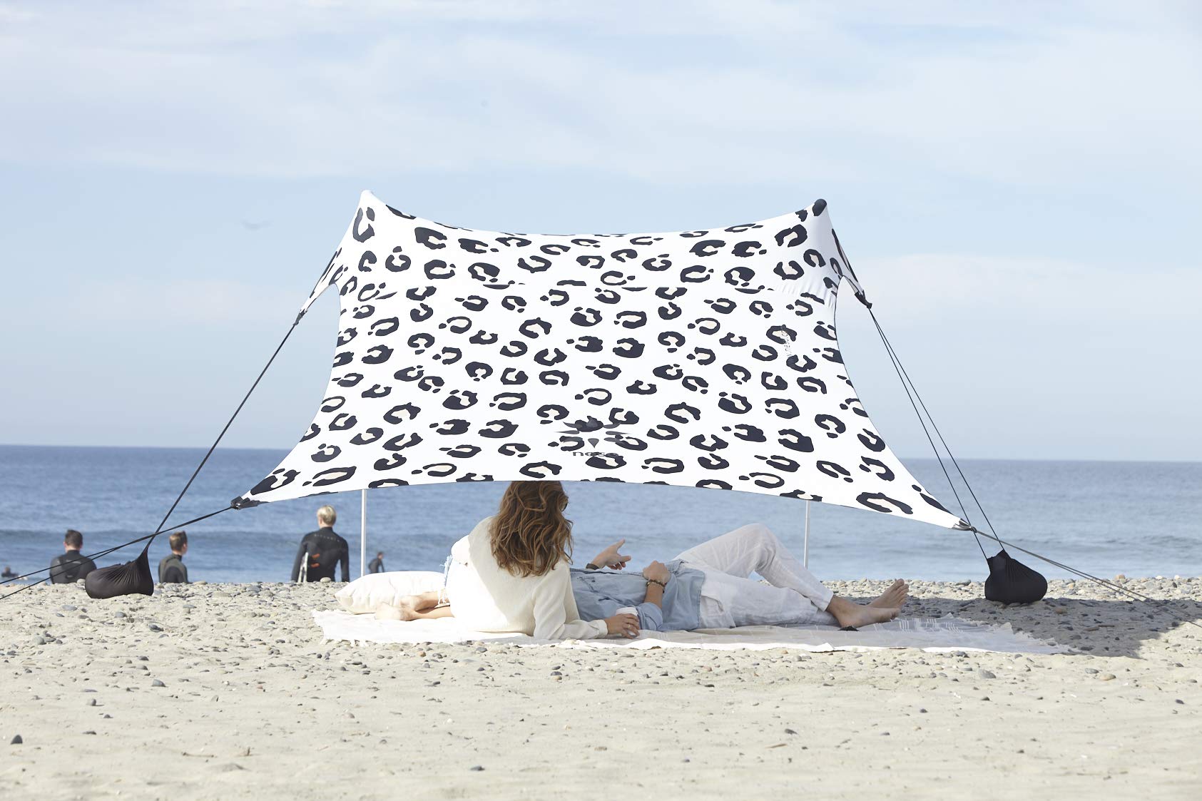 Portable Neso Beach Tent with Sand Anchor - 7'x7' Sun Shade Canopy, Reinforced Corners (Leopard Print) for Family Picnics, Camping & Outdoor Adventures