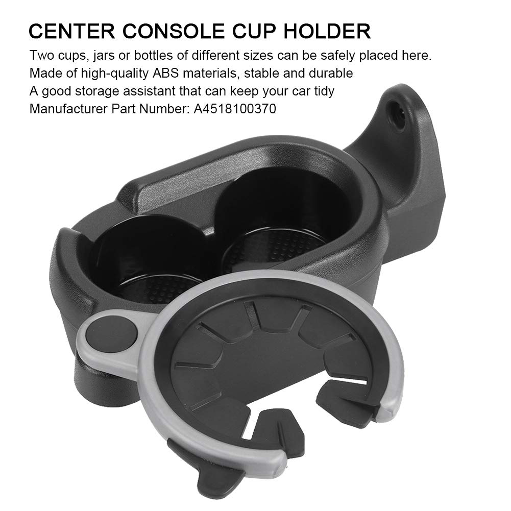 ABS Black Fortwo Cup Holder for Car Center Console - Compatible with Smart Fortwo 451 (2007 Onwards) - Perfect for Road Trips & Daily Commutes