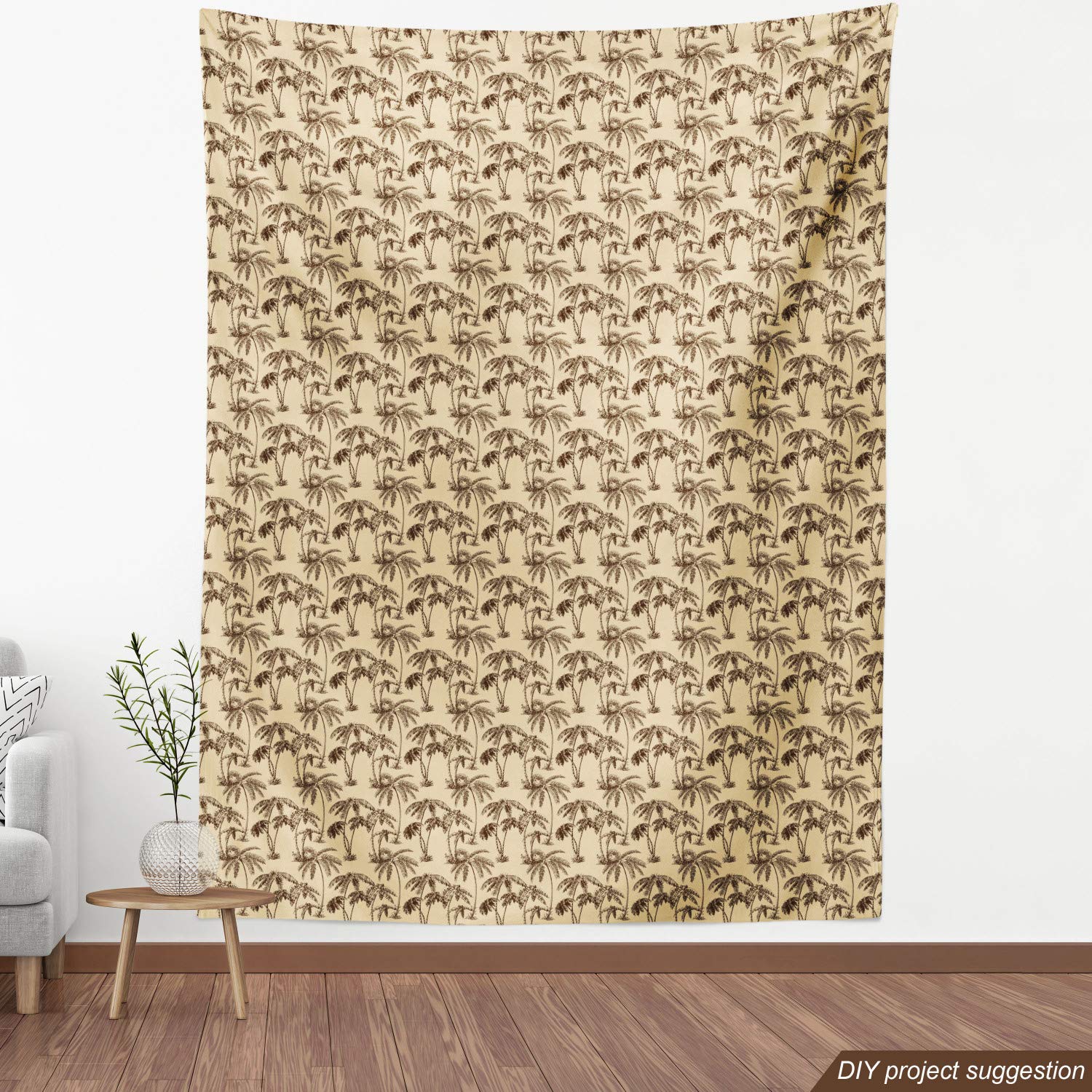 Ambesonne Tropical Palm Tree Fabric by The Yard - Hawaiian Exotic Abstract Foliage Brown Chocolate Upholstery Material for Sofa, Curtains & Home Decor (10 Yards) - Perfect for Beach House, Boho Decor & DIY Craft Projects