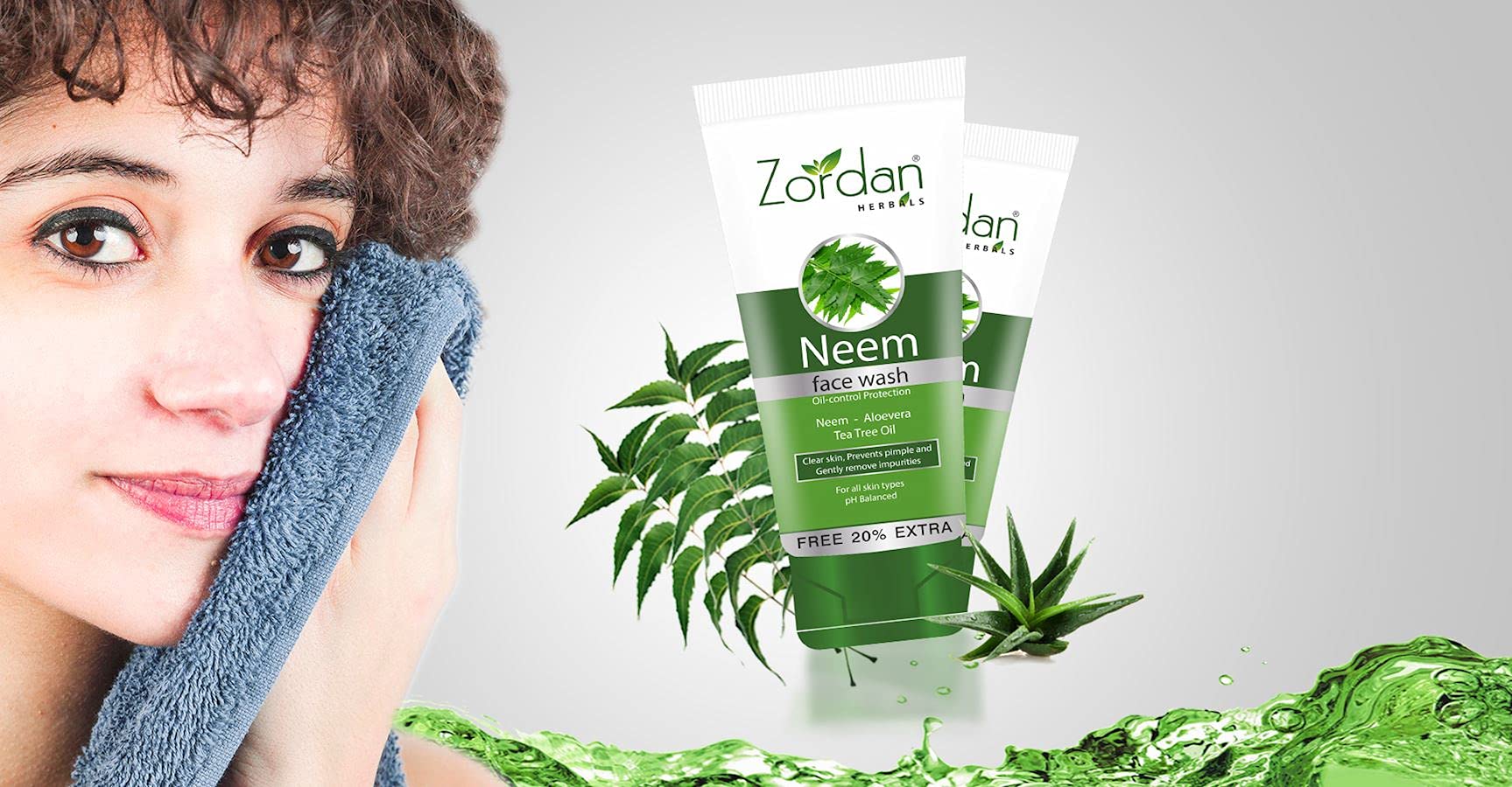 Zordan Herbal Neem Face Wash for Acne-Prone Skin - 60ml | Natural Pimple Treatment for Clear, Glowing Skin | Perfect for Daily Skincare Routine & Teenage Acne Care