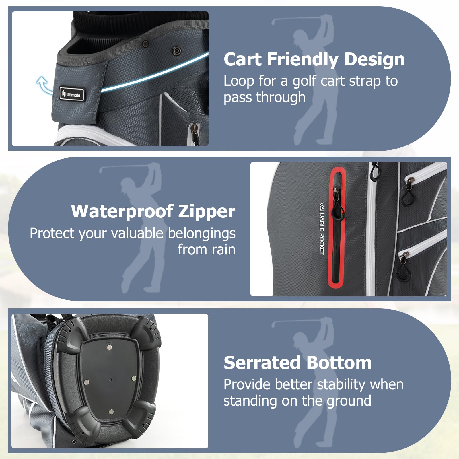 Tangkula 15-Way Top Divider Lightweight Golf Cart Bag with Putter Well, 7 Pockets, Cooler Bag & Rain Hood - Portable Golf Carry Bag for Men & Women - Perfect for Golf Courses, Driving Ranges & Tournaments