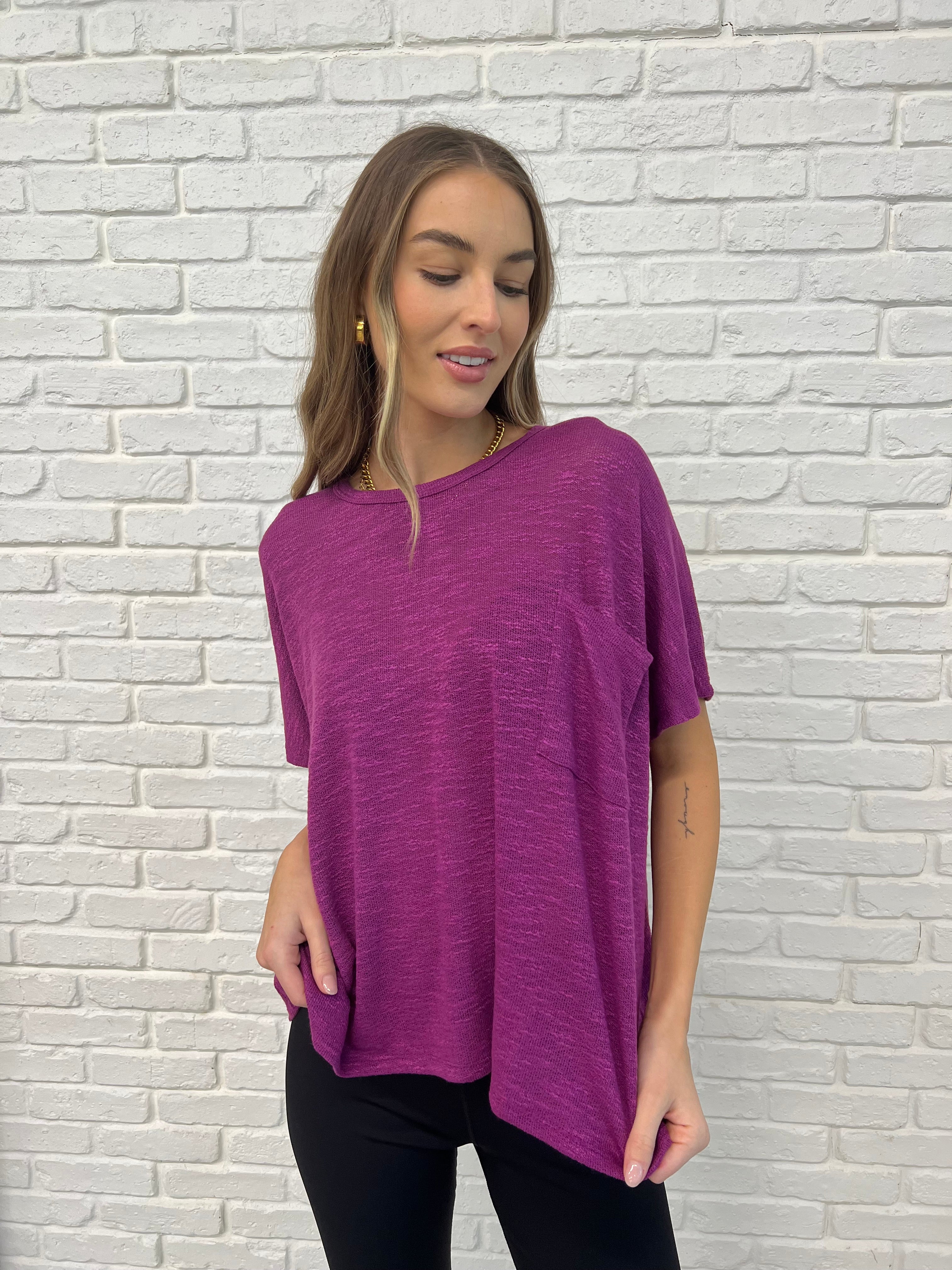 Flowy Dolman Sleeve Blouse in Light Plum - Comfortable Women's Tunic Top for Casual Wear & Layering