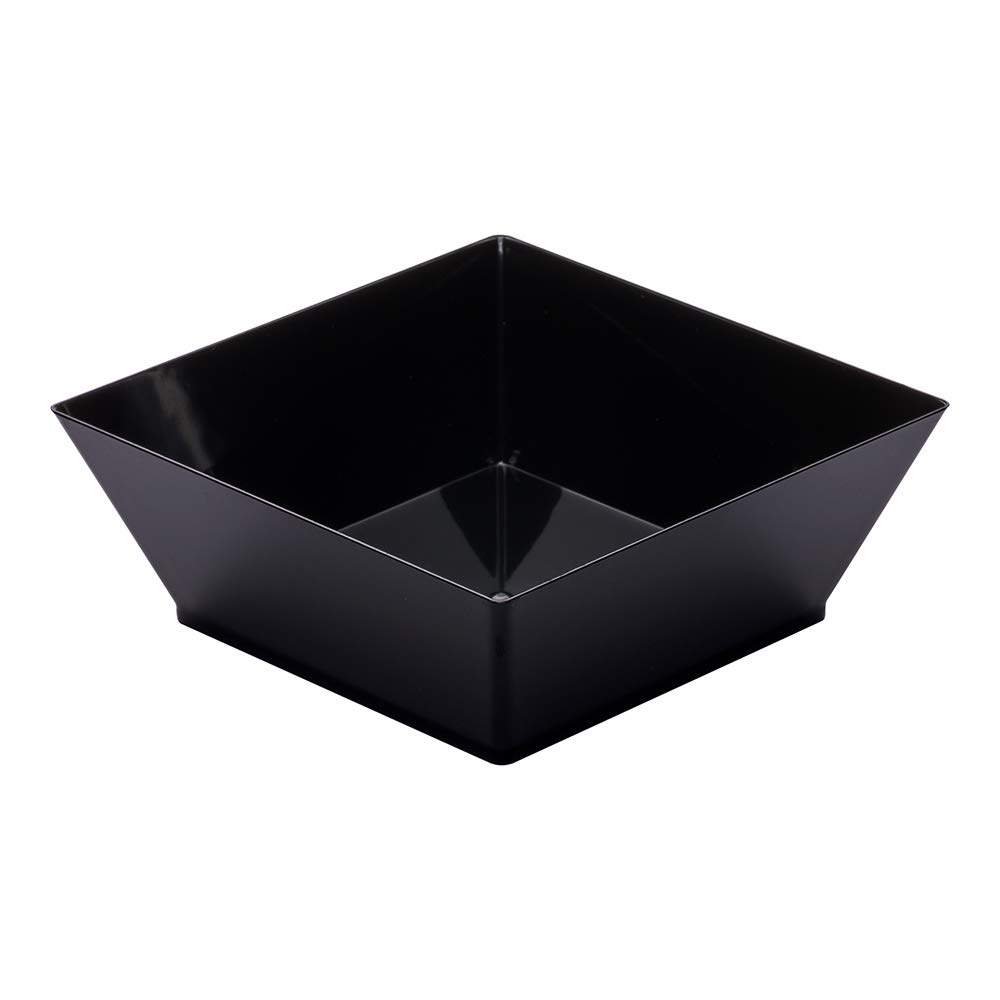 Restaurantware 10oz Square Disposable Bowls - 100-Pack Heavy Duty Black Plastic Serving Bowls for Salads, Desserts, Chips, Popcorn & Candy | Perfect for Parties, Catering, Buffets & Restaurant Takeout