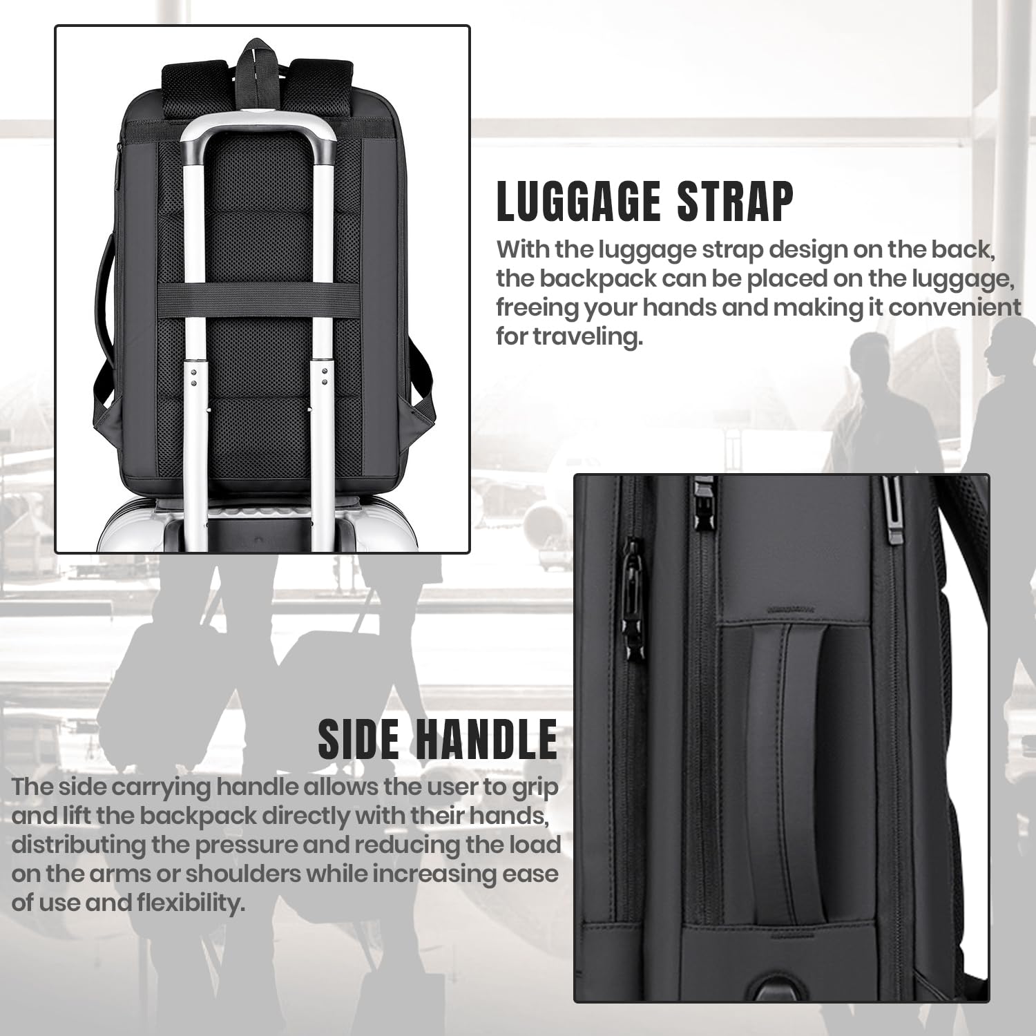 Expandable 16 Inch Laptop Backpack with USB Charging Port - Water-Resistant Business & College Backpack for Men & Women - Perfect for Work, Travel & School - Black