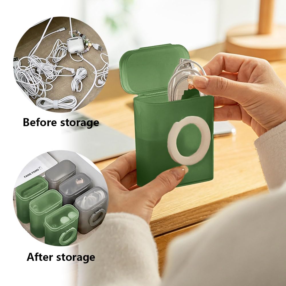 2-Pack Portable Cable Organizer Box with Phone Holder | Travel Electronic Accessories Storage Case for Cords, Chargers & Earphones | Perfect for Office, Home & On-The-Go Organization