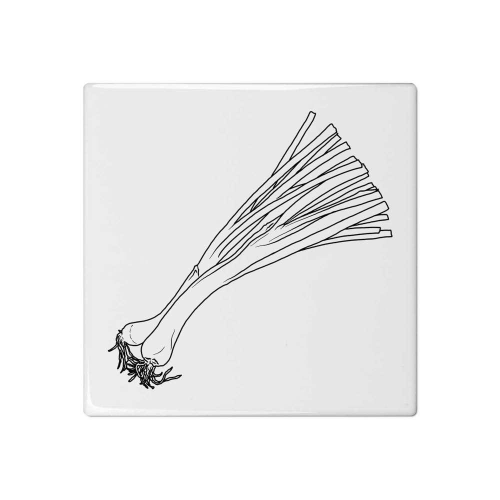 Azeeda 'Spring Onions' 108mm Square Ceramic Tile - Decorative Wall & Floor Tile for Kitchen, Bathroom, and Backsplash (TD00019095)