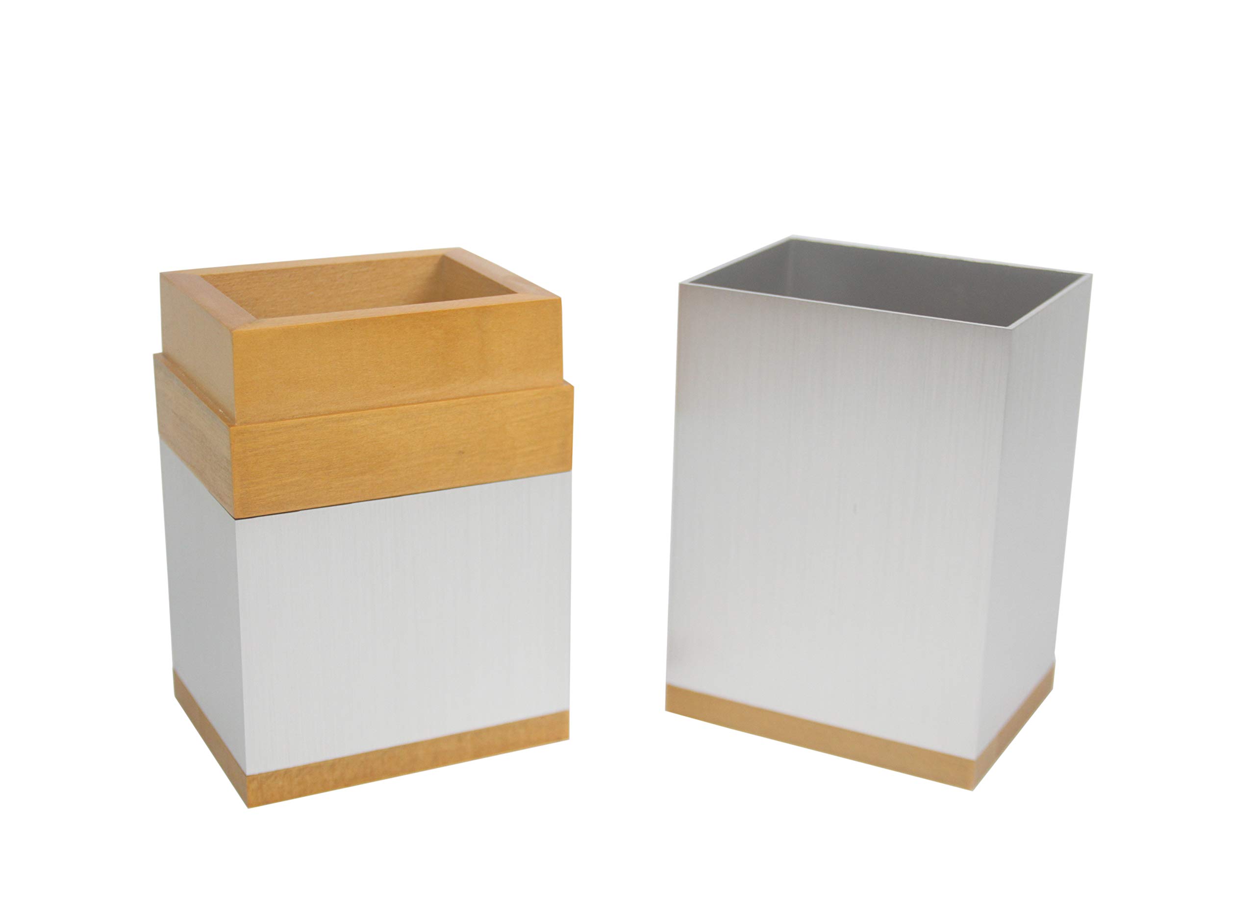 FixtureDisplays® Wood & Aluminum Riser Stand - 3-Tier Display Pedestal for Centerpieces, Flower Vases, and Decor (21417-5+3-2D) - Perfect for Weddings, Home Decor, and Retail Displays