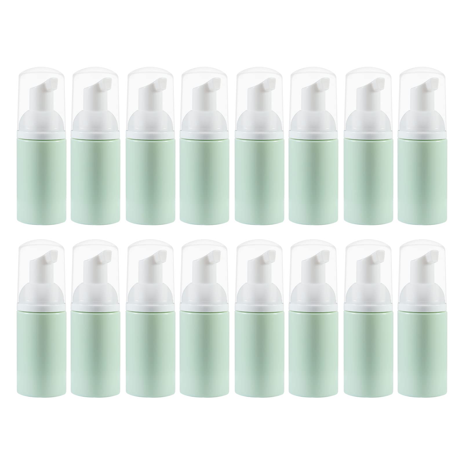 16 PCS 1 OZ (30ml) Refillable Travel Size Foam Pump Bottles - Mini Foam Dispensers for Lash Shampoo, Lash Wash & Hand Sanitizer | Cream Green | Perfect for Travel, Salon & Home Use