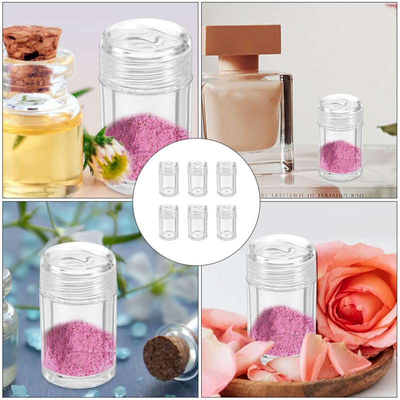 Housoutil 6-Piece Transparent Plastic Cosmetic Powder Dispenser Set - Mini Compact Powder Containers for Travel & Makeup Touch-Ups | Perfect for On-the-Go Beauty & Organizing Loose Powders