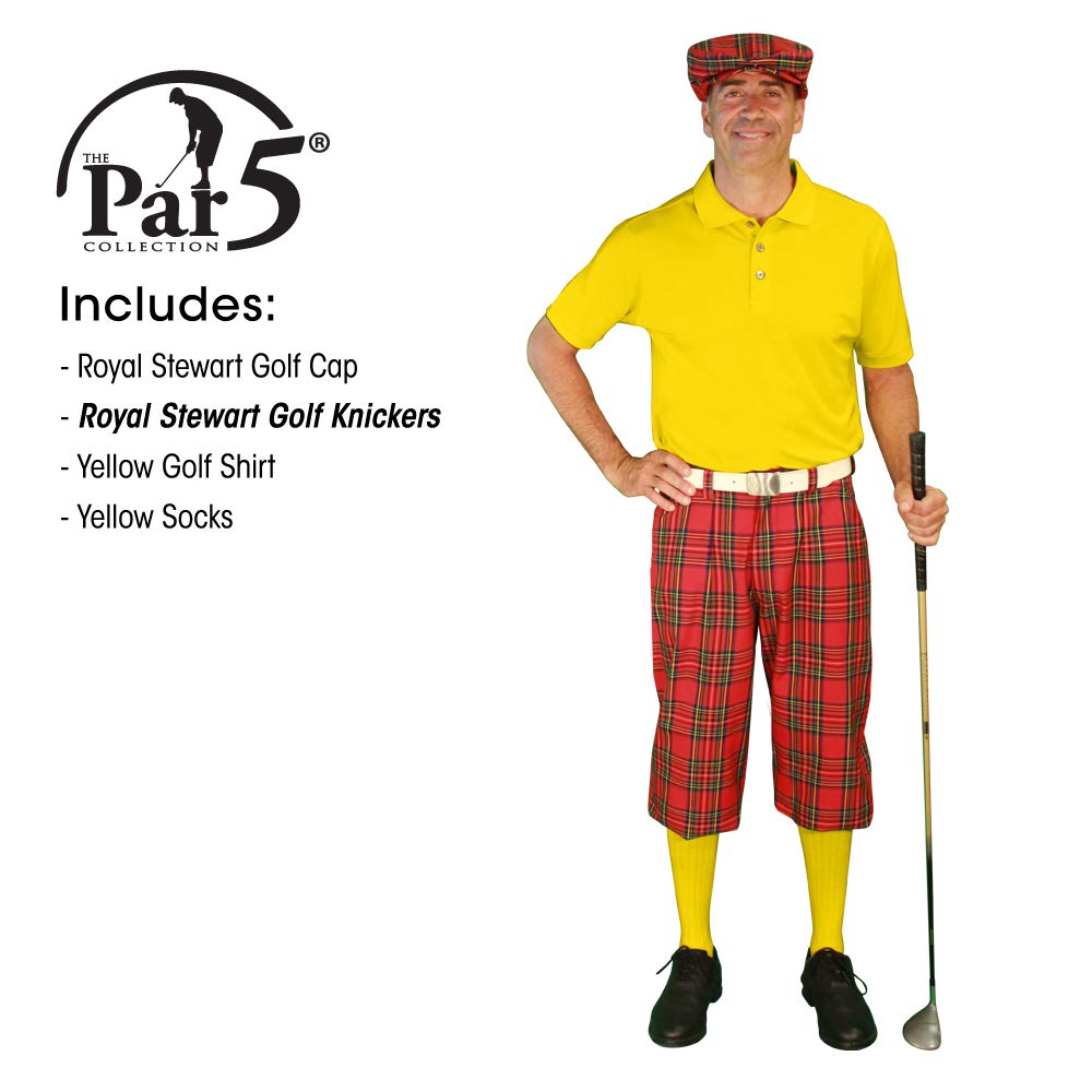 Royal Stewart Men's Golf Outfits - Premium Yellow Polo Shirt & Shorts Set for Comfortable Golfing & Casual Wear
