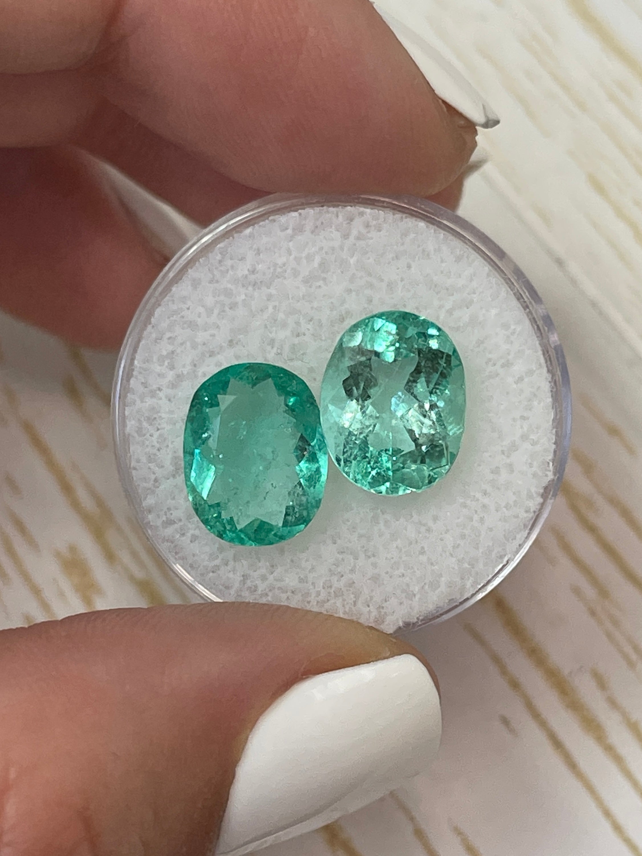 7.49tcw 11x9mm Matching Pair of Loose Colombian Emerald Gemstones - Oval Cut Natural Green Emeralds for Jewelry Making, Engagement Rings & Luxury Gifts