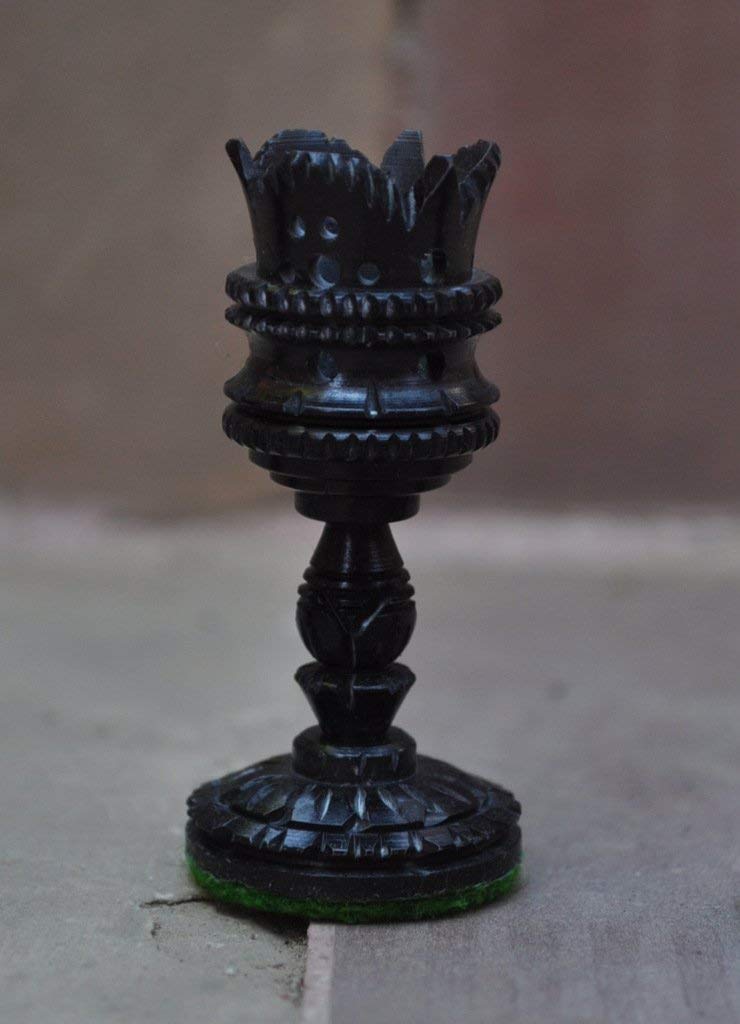 Hand Carved Buffalo Bone Lotus Chess Set - Black & White Chess Pieces for Classic & Decorative Game Play