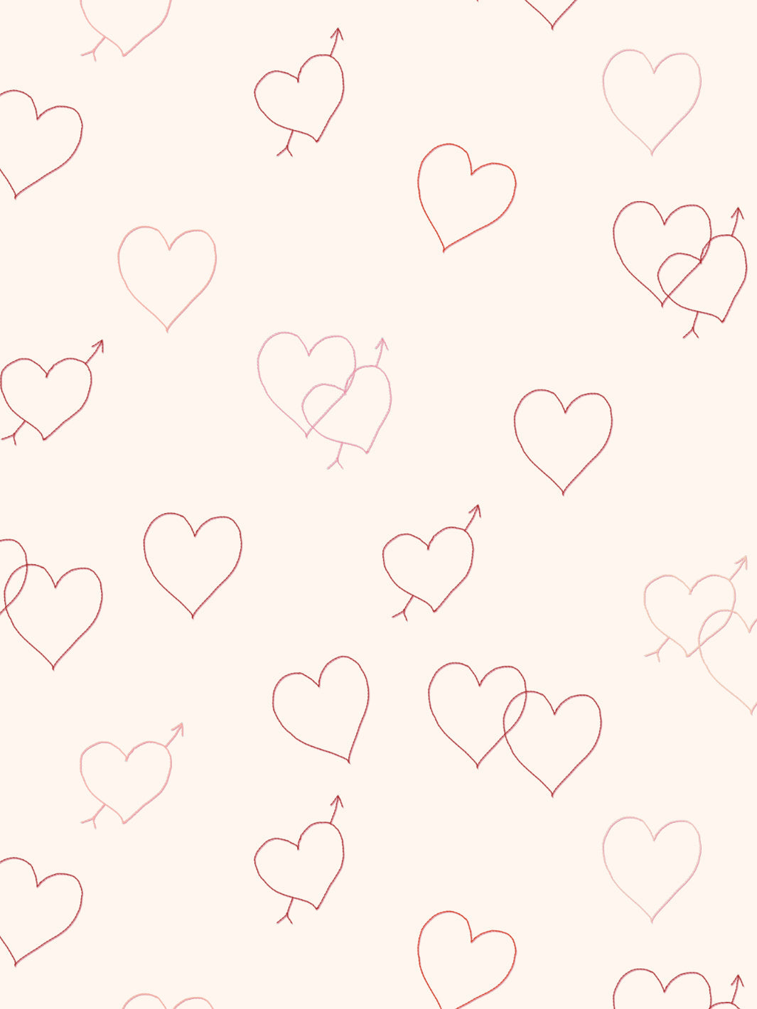 Lingua Franca Embroidered Hearts Wallpaper - Ivory Floral Peel & Stick Wallpaper for Bedroom, Nursery, or Home Decor