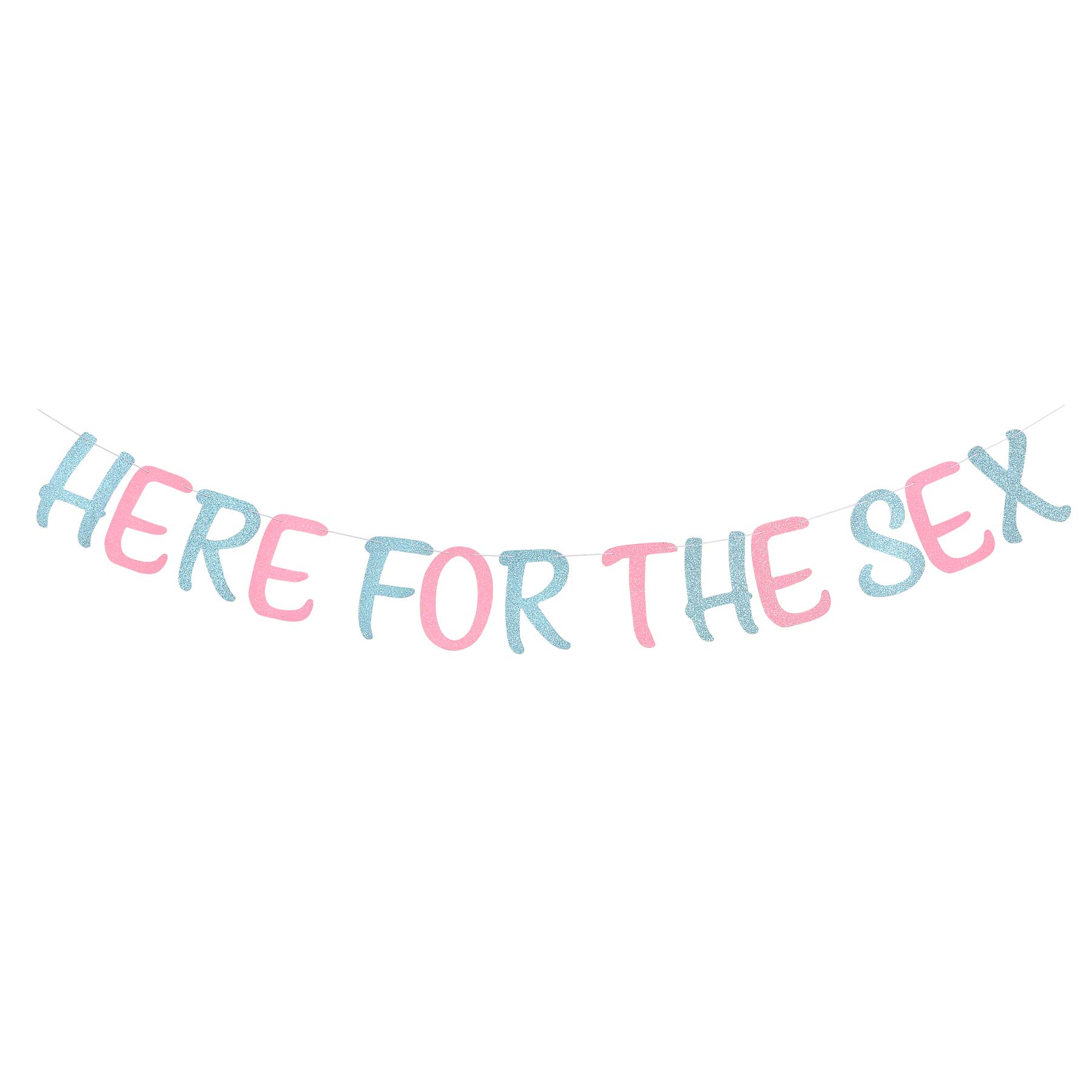 Glitter Here for the Sex Banner - Pink or Blue Gender Reveal Party Decorations | Baby Shower Paper Garland Backdrop | Perfect for Gender Announcements, Baby Showers & Nursery Decor
