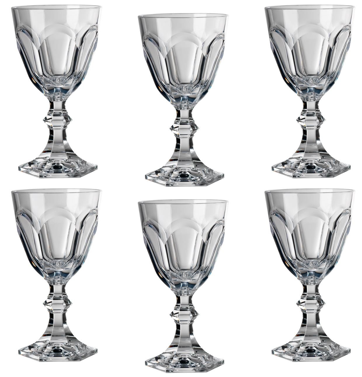 Mario Luca Giusti Dolce Vita Water Glass Set of 6 - Clear Transparent Drinking Glasses for Wine, Juice & Cocktails - Perfect for Dinner Parties, Weddings & Home Decor