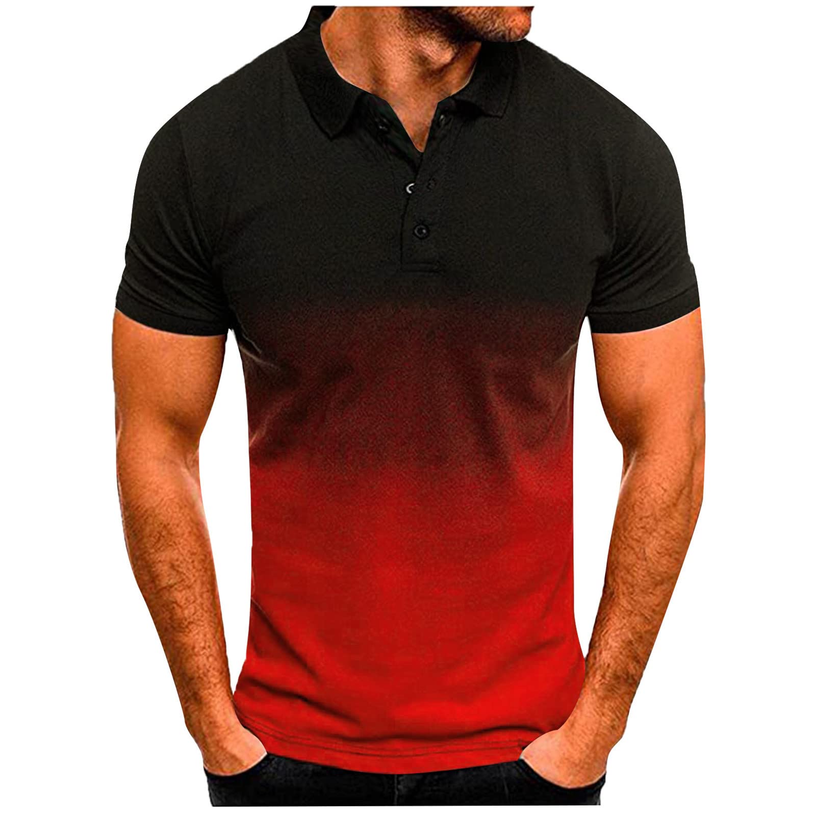Men's Henley Shirts Short Sleeve Crew Neck Casual T-Shirts - Breathable Summer Workout & Gym Tees with Gradient Lapel - Perfect for Sports, Outdoor Activities & Everyday Wear