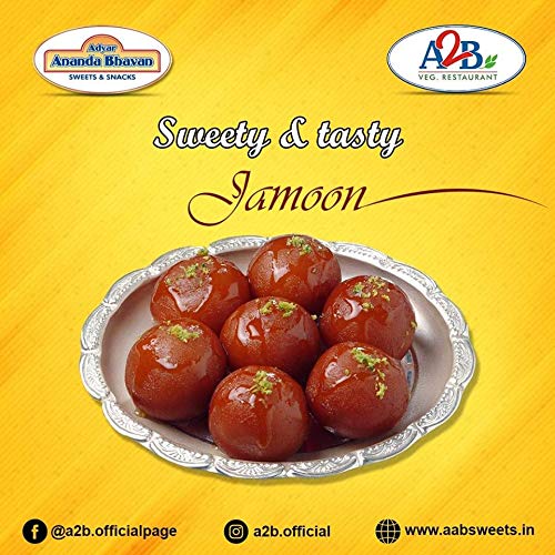 A2B Gulab Jamun Indian Sweet Dessert in Tin - 2 Pack (500g Each) | Authentic Adyar Anand Bhavan Sweets | Perfect for Festivals, Diwali Gifts & Tea Time Snacks