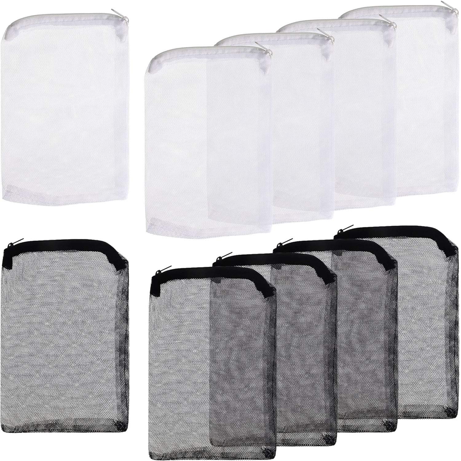 10 Pack Aquarium Filter Media Bags with Zipper - Reusable Mesh Filter Bags for Fish Tank Charcoal, Bio Balls, Ceramic Rings - Perfect for Freshwater & Saltwater Aquariums, Pond Filtration Systems