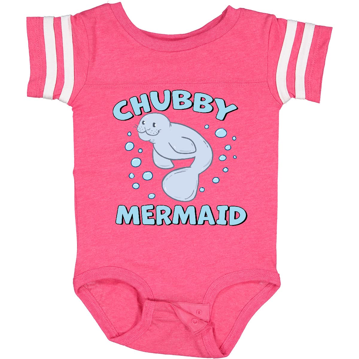 Inktastic Chubby Mermaid with Cute Manatee and Bubbles Baby Bodysuit - Soft Cotton Infant Onesie for Newborns & Toddlers - Perfect for Beach Trips, Pool Parties & Mermaid-Themed Baby Showers