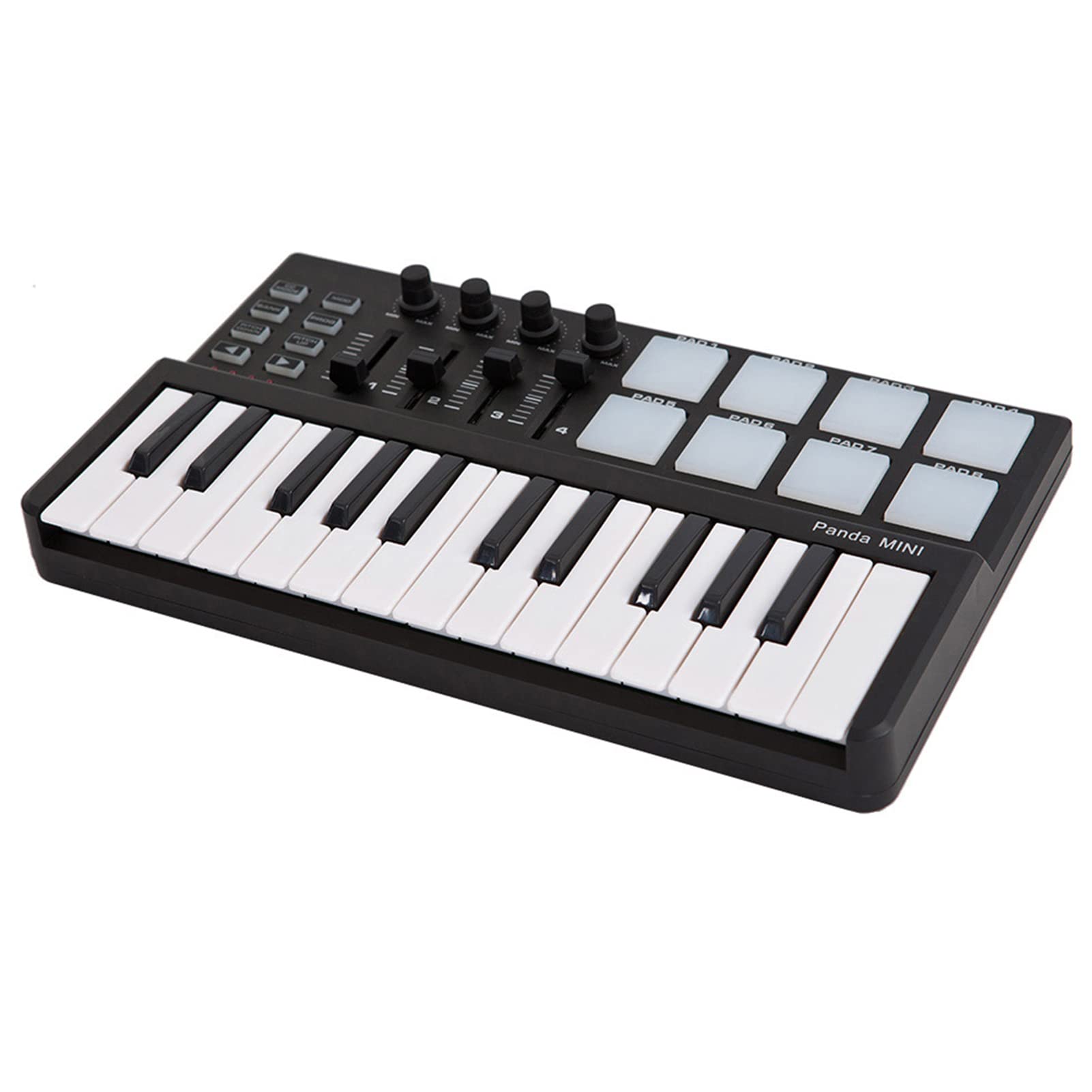 Portable 25-Key Mini MIDI Controller with Drum Pads for Music Production