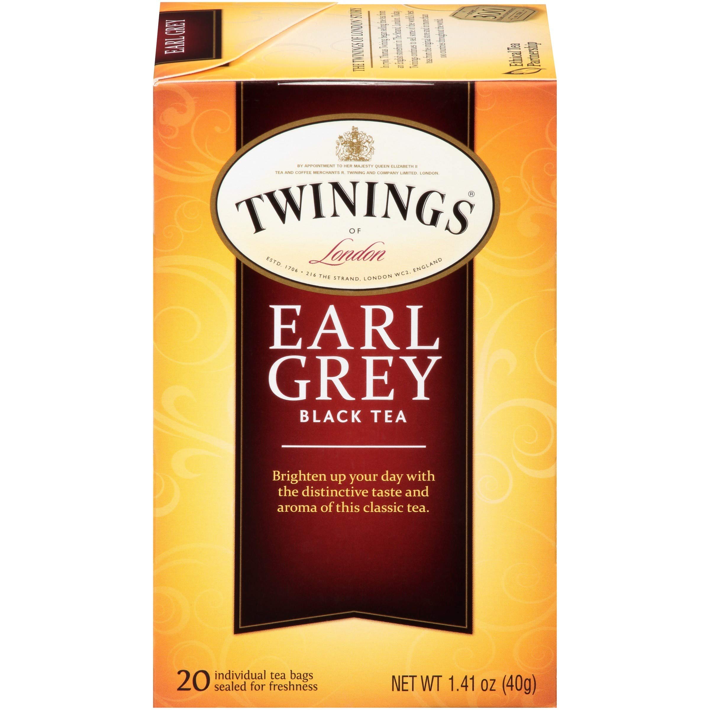 Twinings Earl Grey Black Tea - 6 Boxes (20 Tea Bags Each) - Premium British Tea for Afternoon Tea & Relaxation
