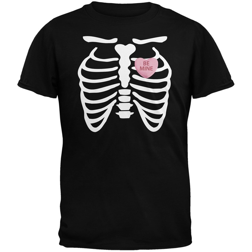 Skeleton Be Mine Candy Heart Black Youth T-Shirt | Gothic Valentine's Day Graphic Tee for Teens | Perfect for Halloween, Valentine's Day & Alternative Fashion