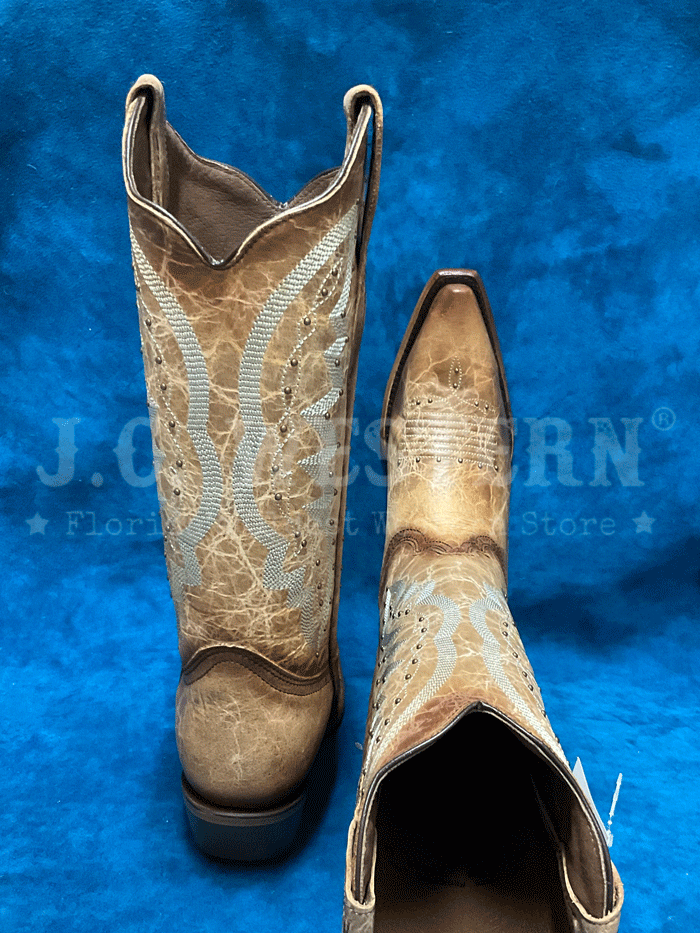 Circle G L2041 Women's Western Boots - Embroidered & Studded Snip Toe Cowgirl Boots in Brown | Perfect for Rodeo, Country Dancing & Casual Wear