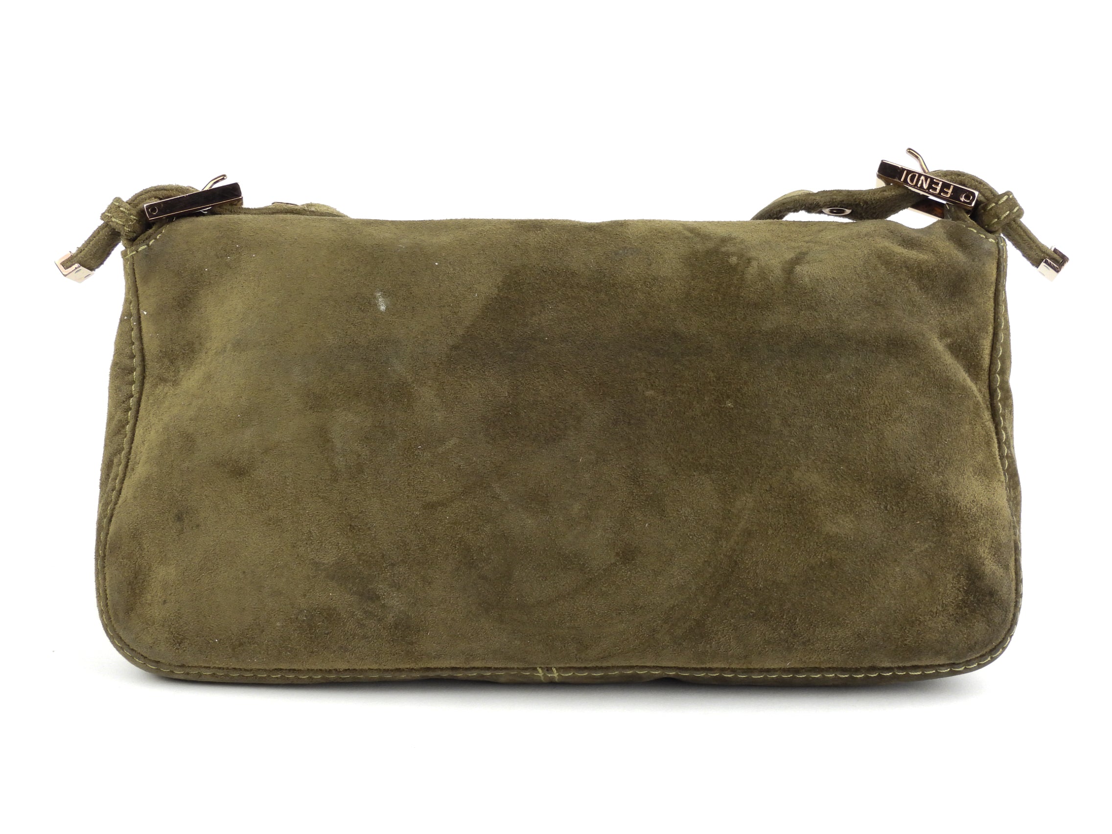Fendi Khaki Green Suede Leather Baguette Shoulder Bag for Women | Luxury Designer Handbag for Everyday Use, Work & Evening Out