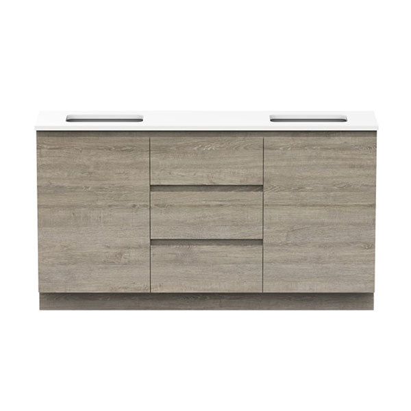 ADP Glacier Quartz Ensuite Trio Vanity Set - Modern Bathroom Vanity with Sink, Mirror & Storage - Perfect for Small Bathrooms & Master Suites