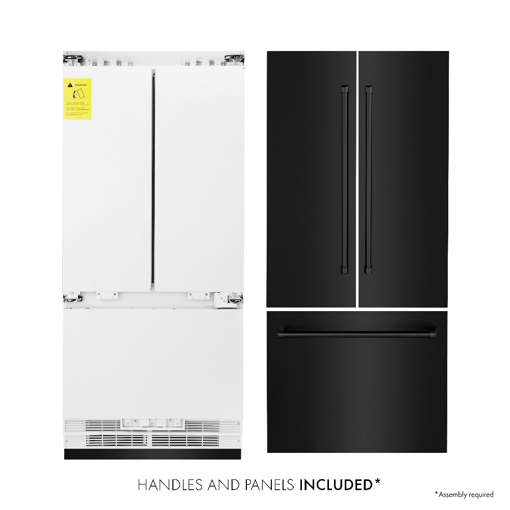 ZLINE 36 Inch French Door Built-In Bottom Freezer Refrigerator - 19.6 cu ft Capacity, Black Stainless Steel, Water Dispenser & Ice Maker - Perfect for Modern Kitchens & Open Concept Homes (RBIV BS 36)