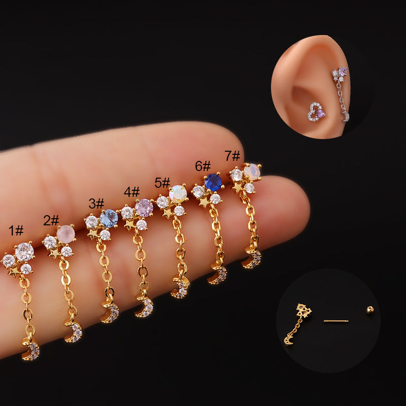 20G Cartilage Dangle Earrings - Celestial Crystal Earrings for Women | Trendy Boho Jewelry for Parties, Date Nights & Everyday Wear (HSPJ733)