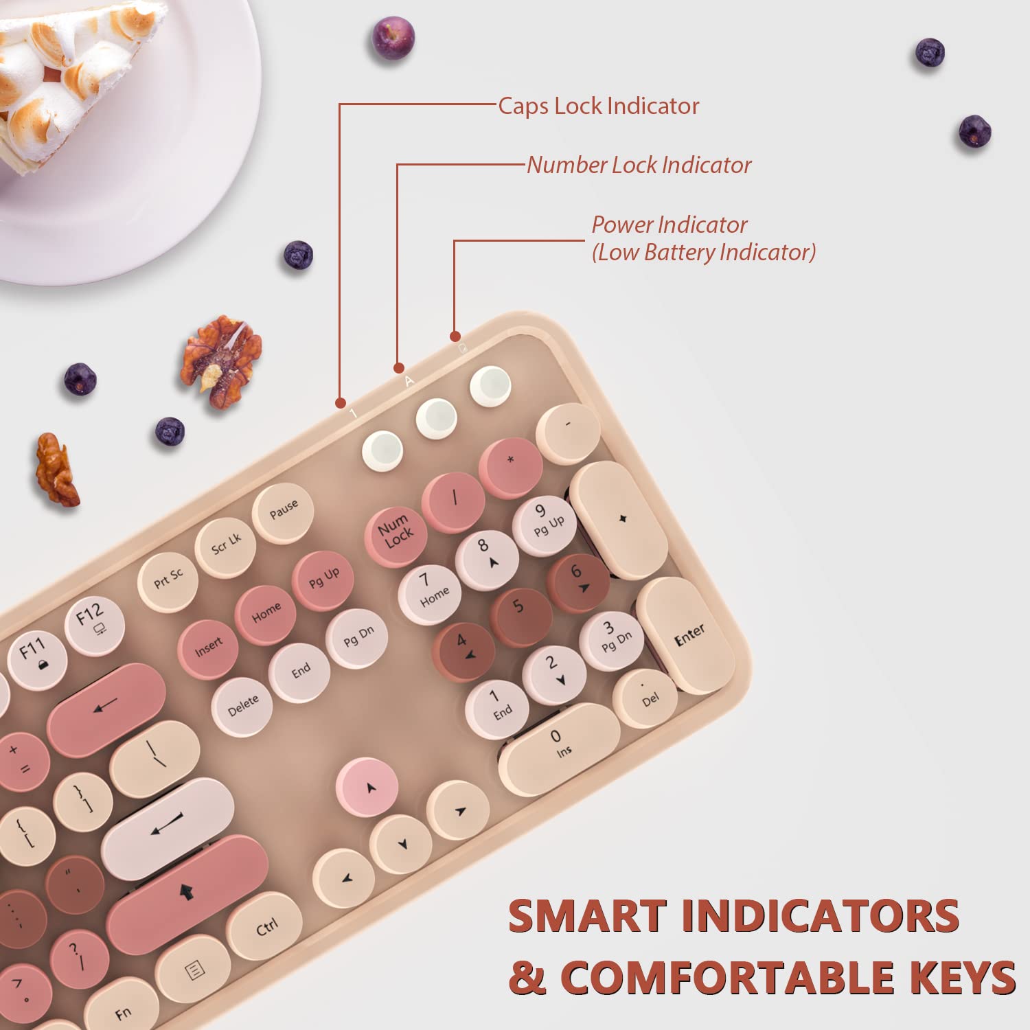 Wireless Keyboard and Mouse Combo - 2.4GHz Ergonomic 104-Key with Number Pad for Windows PC, Laptop, Desktop - Chocolate Color - Perfect for Office Work, Gaming & Home Computing