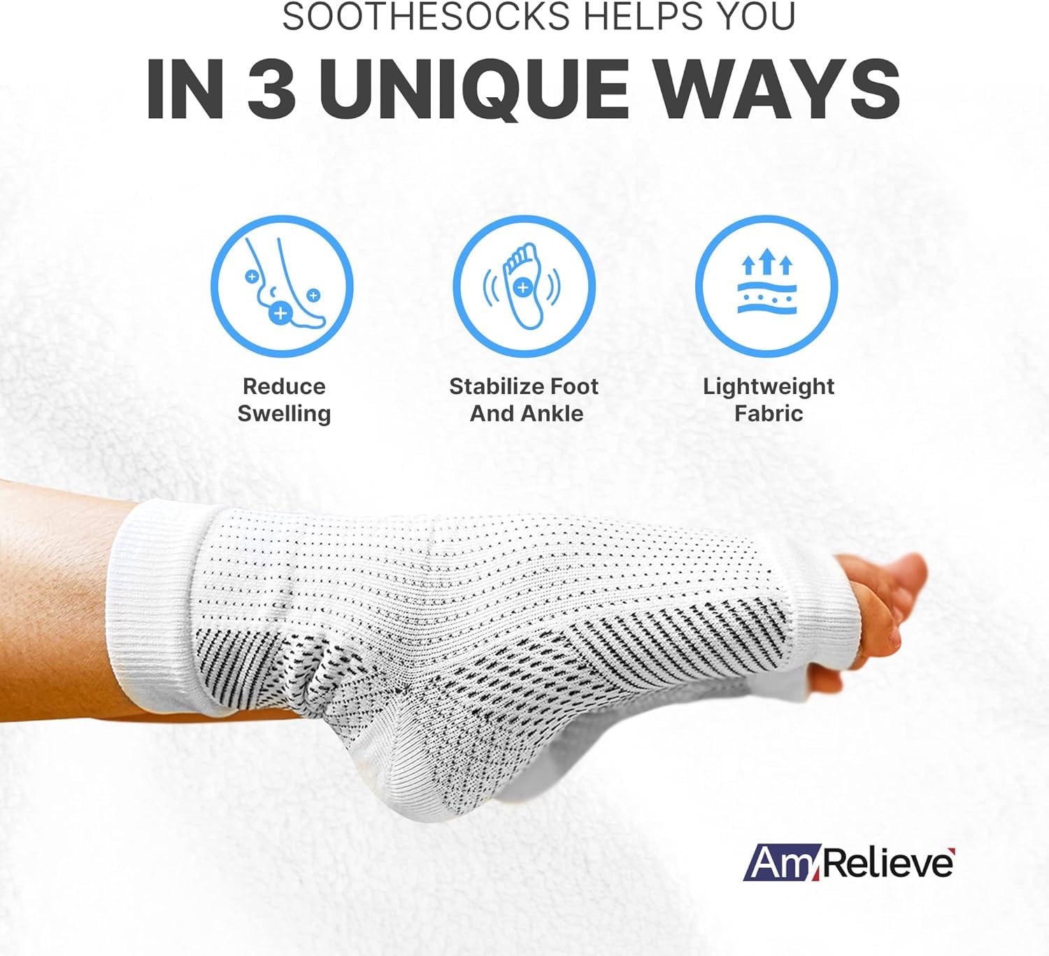 Royaloon Compression Socks for Women & Men - Nylon Zoropie Soothesocks with Ankle Support - Best for Neuropathy, Plantar Fasciitis & Pain Relief - Breathable White Medical Socks (Perfect for Work, Travel & Sports Recovery)