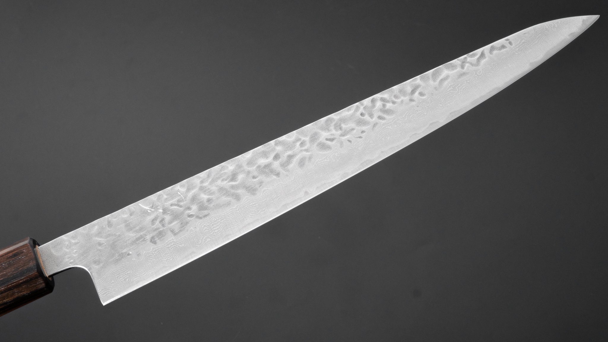 Premium Hitohira Futana 240mm Sujihiki Knife - Stainless Tsuchime Damascus Blade with Cherry Wood Handle - Perfect for Slicing Sashimi, Roasts & Sushi Preparation