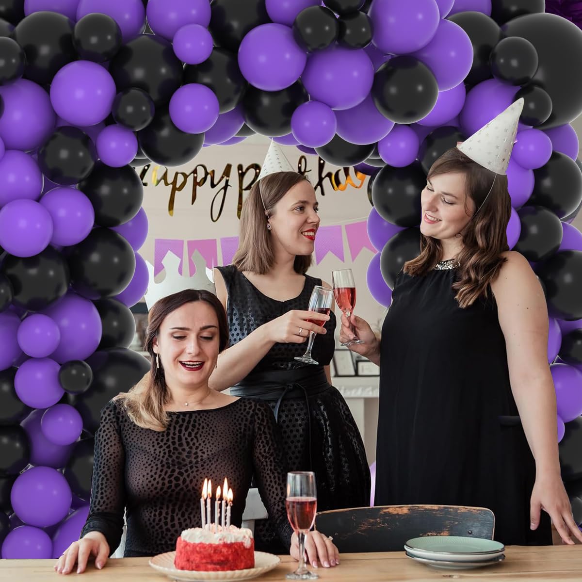 122PCS Purple and Black Balloon Garland Arch Kit - Party Decorations for Birthday, Wedding, Engagement, Anniversary, Bachelorette, Retirement & Graduation | Perfect for Indoor & Outdoor Celebrations