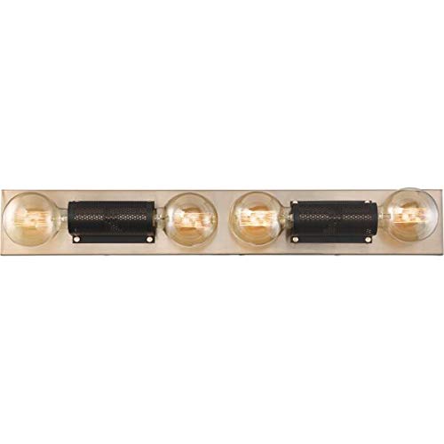 NUVO 60/6664 4-Light Vanity Light Fixture - Brushed Brass Finish with Copper Accents for Bathroom & Dressing Room Lighting