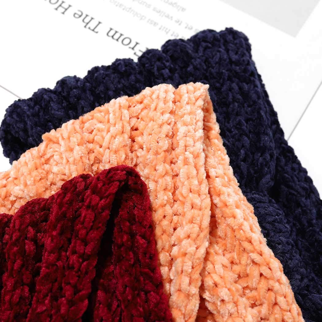 Warm Winter Headbands for Women & Girls - Red Fuzzy Knitted Head Wrap, Cable Crochet Stretchy Ear Warmer Turban - Perfect for Cold Weather, Outdoor Activities & Fashion Accessories