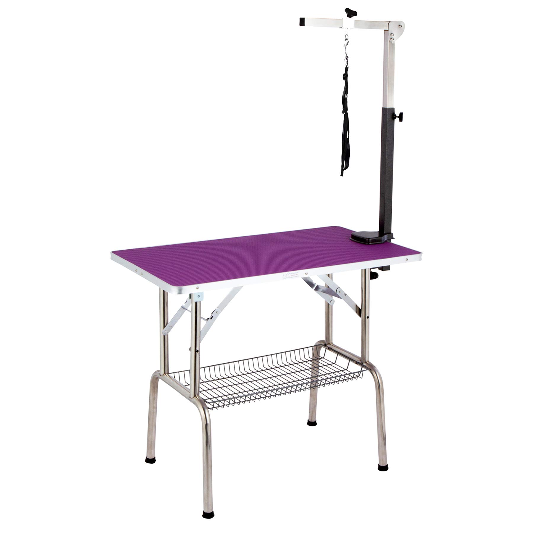 Flying Pig Purple Dog Grooming Table with Super Tough Grooming Arm - Medium Size for Professional Pet Grooming | Perfect for Home & Salon Use