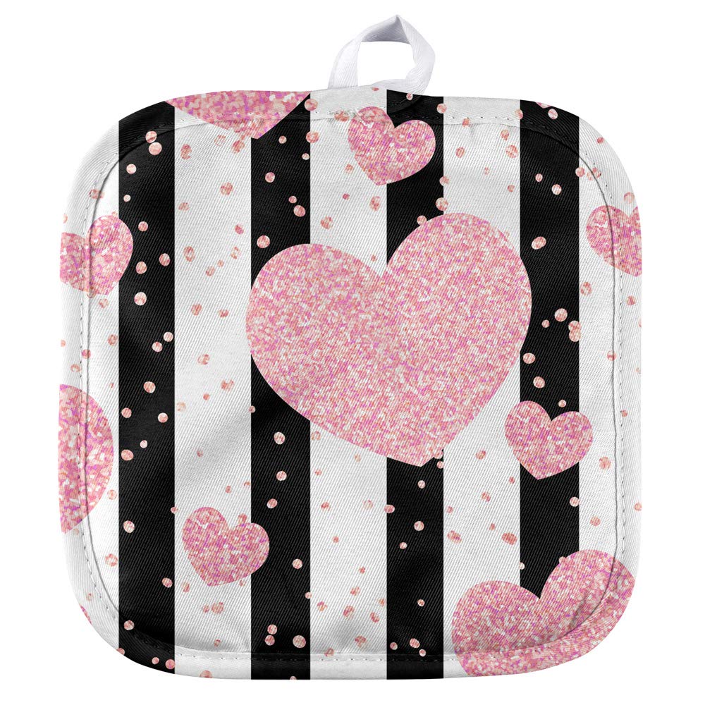 Hearts and Stripes Pattern Heat Resistant Pot Holder - Perfect for Indoor/Outdoor Kitchen, BBQ, and Camping Use
