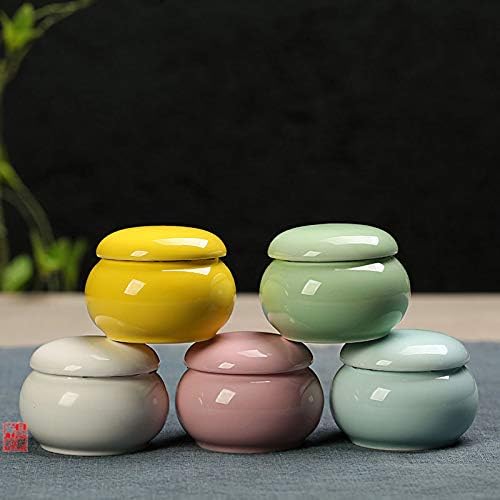 30ml/1oz Refillable Travel Cosmetic Jars - Ceramic Cream Containers for Makeup, Face Cream & Eyeshadow | Portable Toiletries for Airplane, Gym & Vacation (Yellow)