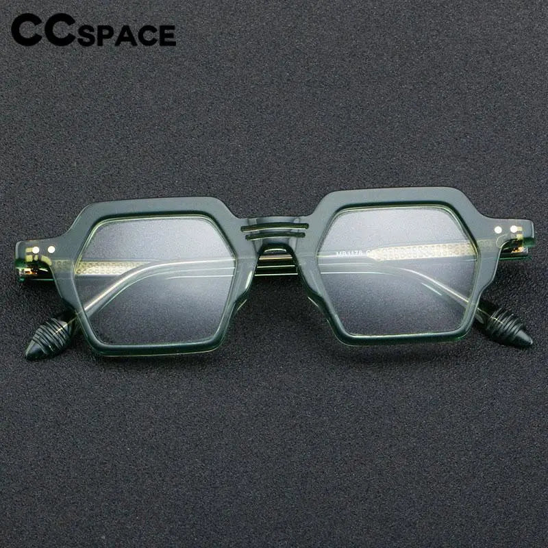CCspace Unisex Full Rim Polygon Acetate Eyeglasses 56914 - Stylish & Durable Frame for Men & Women - Perfect for Work, Reading & Fashion Accessories