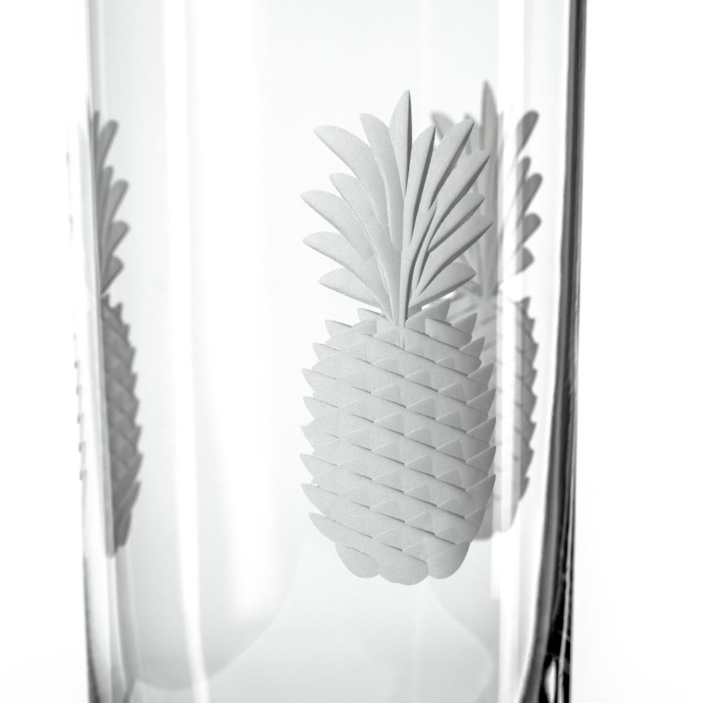Fresh Pineapple 15oz Highball Glass Set of 2 - Tropical Cocktail Glasses for Summer Drinks, Iced Tea, and Poolside Sipping