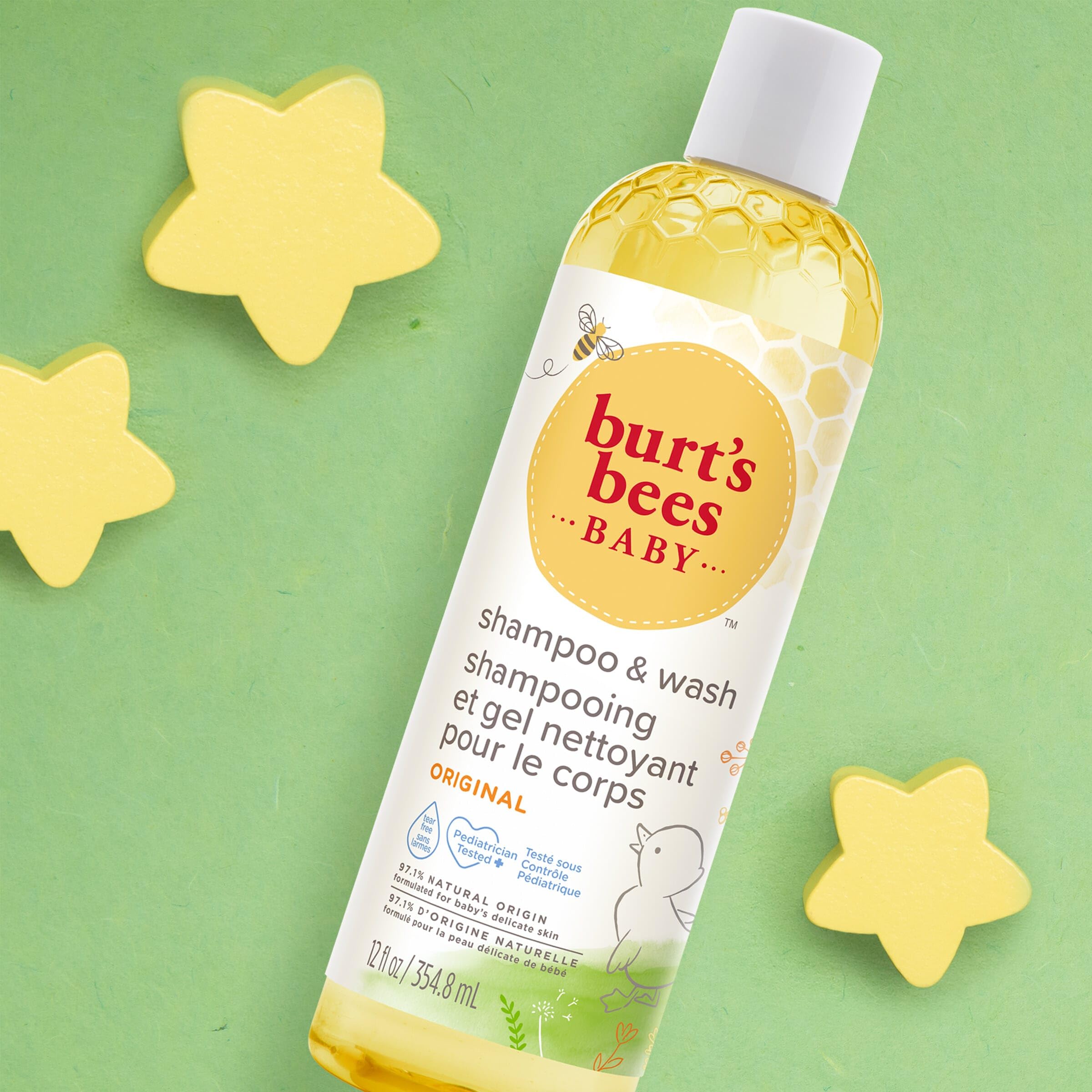 Burt's Bees Baby Shampoo & Body Wash - Tear Free, 98% Natural, Original Scent, 12 Oz (Pack of 3) - Gentle Cleansing for Newborns & Toddlers - Bath Time & Daily Care Essential