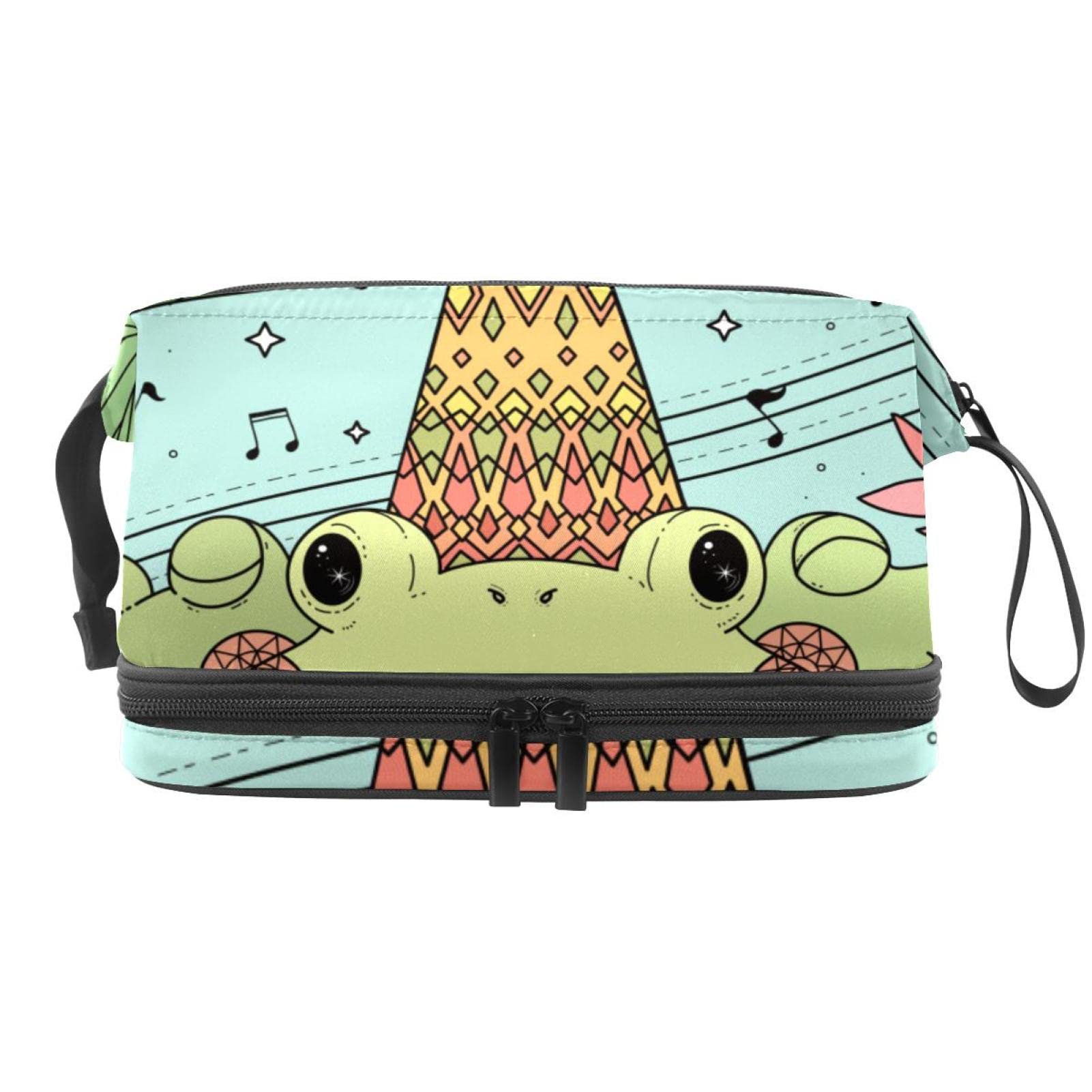 Large Waterproof Makeup Bag for Women - Travel Cosmetic Organizer with Lotus Leaves & Frog Design, Spacious Toiletry Bag for Makeup Brushes & Skincare - Perfect for Travel, Gym & Daily Use