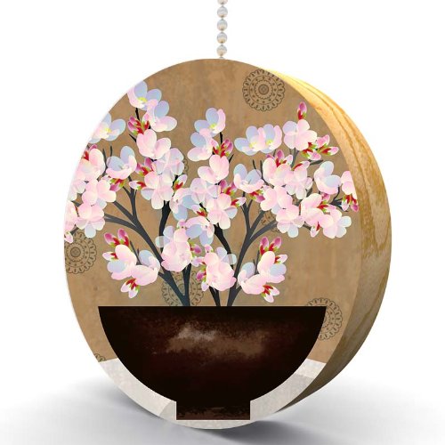 Handcrafted Asian Cherry Blossom Hardwood Oak Ceiling Fan Pull & Light Switch - Perfect for Boho Home Decor, Japanese Tea Room, Zen Bedroom & Asian-Inspired Interiors
