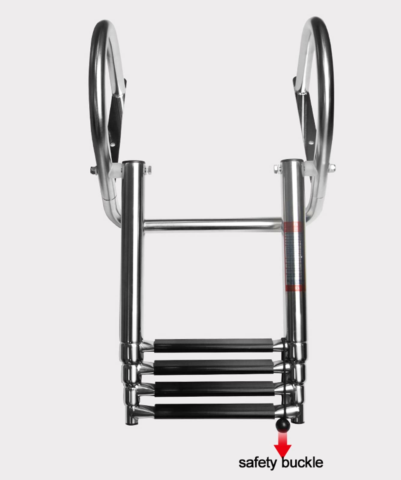 Stainless Steel 4-Step Marine Ladder - Foldable Telescoping Boat Ladder for Yachts & Speedboats with Handrail (Silver) | Perfect for Swimming, Boarding & Water Sports Access